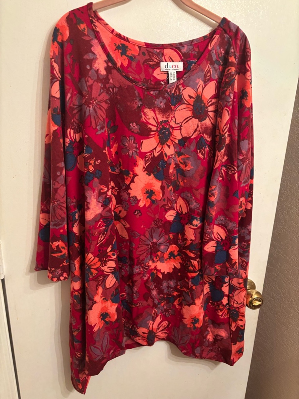 Denim & Co. 2X  Soft Stretch  3/4 Sleeve Tunic Top